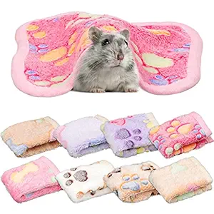 8 Pieces Guinea Pig Blanket Small Animal Blankets Soft Warm Pet Sleep Mat Paw Print and Dog Bone Print Hamster Mat for Hamster Guinea Pig Rabbit Puppy Kitten Chinchilla Hedgehog (7.9 x 7.9 Inch)