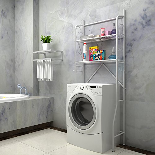 Songmics wc Regal Badezimmer Regal Waschmaschinenregal Maße: 67 x 163 x 28,5 cm (B x H x T) weiß BWR001W - 3