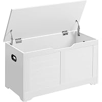 Coffre De Rangement HOMCOM 76x40x48 Cm - Bois Gris - 2 Charnières Sécurité - Banc Avec Rangement Jouets/couvertures - 4