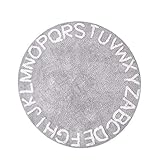 Cikuso Abc Alphabet Kinder Kriechen Spiel Matte - Ultra Weich Knit Bildung Waschbereich Teppich Durchmesser 120Cm Rund Grau