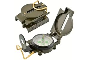 WOO LANDO Boussole de marche militaire professionnelle, boussole de poche, boussole de poche, boussole avec dragonne pour chasse, randonnée et activités, camping en plein air, antichoc + étanche