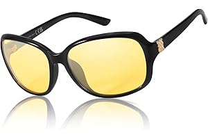 TJUTR Lunettes de conduite de nuit pour femme - Anti-éblouissement - Lunettes de vision nocturne pour la conduite - Lentille jaune polarisée avec réduction de l'éblouissement des phares - Protection