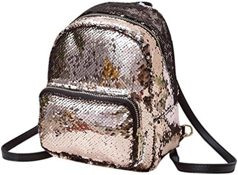 Women Girls Bag, LILICAT Sequins Leather Backpack School Bag Satchel Ladies Travel Shiny Shoulder Bag (Pink)