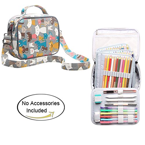 Teamoy Estuche para 84 l  pices Neceser de C  smico Caja de almacinamiento Bolsa de viaje Organizador de art  culos el  ctronicos  gatos