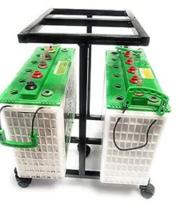 RDHB Double UPS Battery Inverter Trolly Stand for Home Flat and Tubular Battery Twin Caster Strong Wheel (5KG Metal 1Inch Pipe)