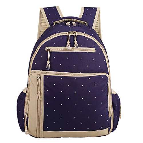 LCY Perfect Pockets Backpack Baby Changing Bag Dark Blue Dots