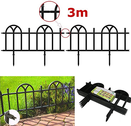 5 Stück Gartenzaun Beetzaun "Classic" 62x30cm Beetbegrenzung Kunstoff schwarz