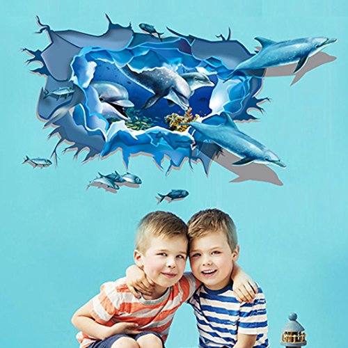 Saingace Entfernbarer Delphin 3D Meer-Ozean-Aufkleber-Wand-Abziehbild-Wand-DIY Dekor-Kind-Raum Art Wandaufkleber Wandtattoo Wandsticker - 6