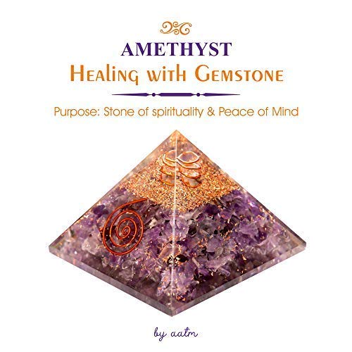 Aatm Energy Generator Amethyst Orgone Pyramid for EMF Protection Chakra Healing Meditation with Crystal And Copper (3 And 3 Inches)
