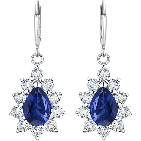 Crystalline Azuria Dames 18 kt Witgoud Verguld Ruit Plein Witte Kristallen Lever back Bengelen Oorbellen
