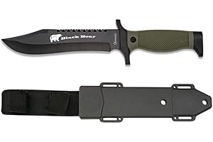 Tiendas LGP - ALBAINOX 32467 - Cuchillo de Supervivencia, Modelo Black Bear, Funda Nylon-PVC Rígida, Herramienta para Caza, Pesca, Camping, Outdoor, Supervivencia y Bushcraft