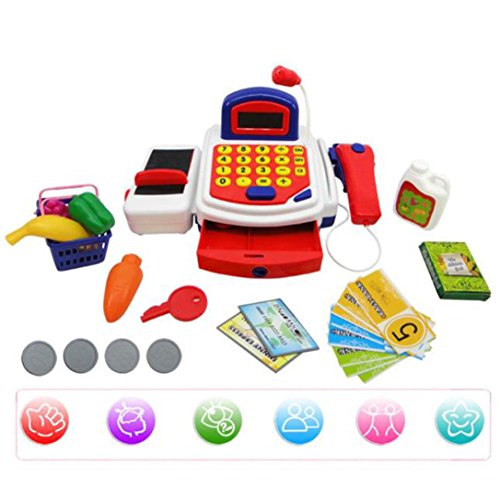 Winkey Kids Toy Pretend Play Electronic Cash Register Toy Realistic Actions & Sounds With Mic - Image 1