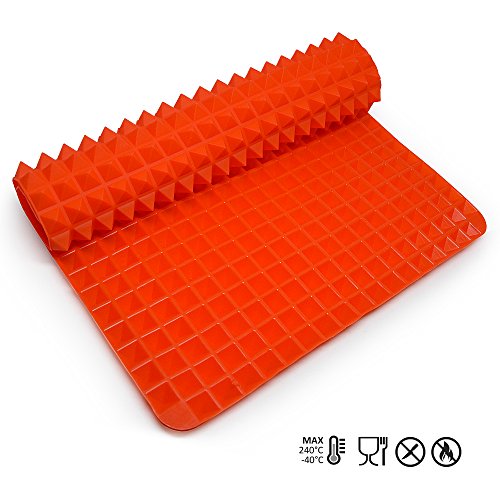 Collory Silikon-Backmatte mit Pyramiden-Noppen | Wiederverwendbare Backunterlage für Backblech | Antihaftend | Hitzebeständig bis 240°C | Größe ca. 40 x 28 x 1.2 cm | Fettarm und gesund kochen | Lebensmittelecht (BPA-frei) - 5