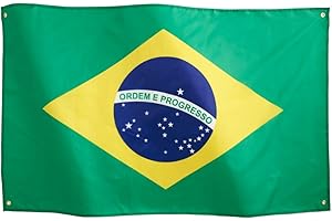 Runesol Brasilien Flagge 3x5, 91x152cm, Bandeira Do Brasil, 4 Ösen, Messingöse In Jeder Ecke, Brasilianische Fahne, Fußball WM Fans, Premium Fahnen, Wasserdicht, Innen, Außen