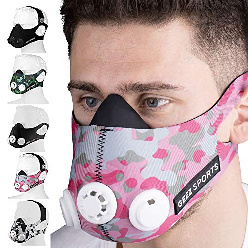 Geez Revolt Training Masque pour Hauteur Training - Augmentation de la Physique Fitness Masque respiratoire Masque Masque (Pink)