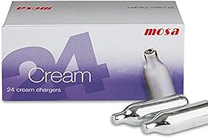Mosa 24 caricabatterie panna montata, 8 g caricatore crema N2O, 8 g per sifone culinario ricariche universali, 100% acciaio riciclabile