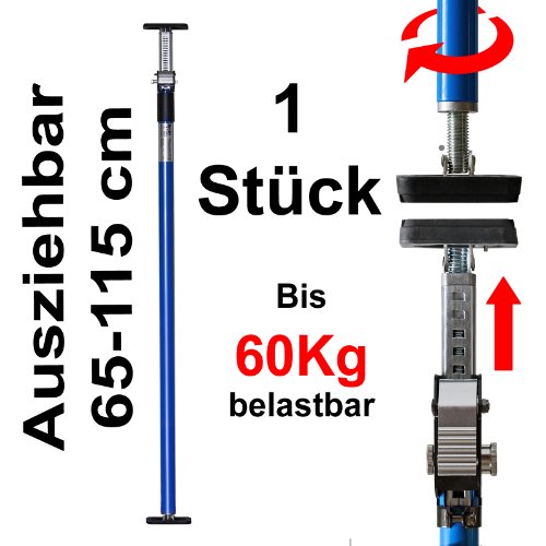 ALLEGRA AB115 Deckenstütze Profi Einhandstütze bis 60kg Baustütze Höhe 115cm Teleskopstütze Montagestütze