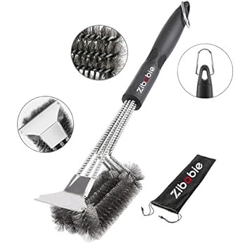 Grillbrste Zibabie Profi Bbq Grillbrste Edelstahl Gewebter Draht 3 In 1 Mit Starken Schaber 360 Reinigung 18 Extra Langer Effektiv Stabil Und Langlebig Perfekter Grillreiniger Fr Alle Grill Typ