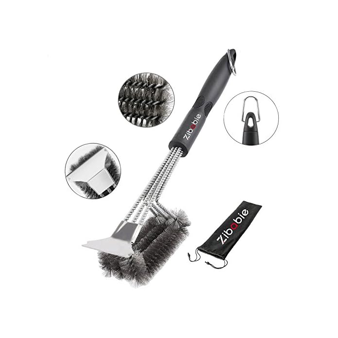 Grillbrste Zibabie Profi Bbq Grillbrste Edelstahl Gewebter Draht 3 In 1 Mit Starken Schaber 360 Reinigung 18 Extra Langer Effektiv Stabil Und Langlebig Perfekter Grillreiniger Fr Alle Grill Typ