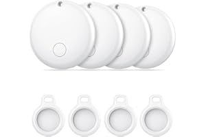 AJBLG Smart Tracker Tags-4 Pack for Android (NOT iOS or Huawei), Bluetooth Tracker Works with Google's ‘Find My Device’ App, IP68 Waterproof, Replaceable Battery, Item Finder for Luggage, Backpack, Key