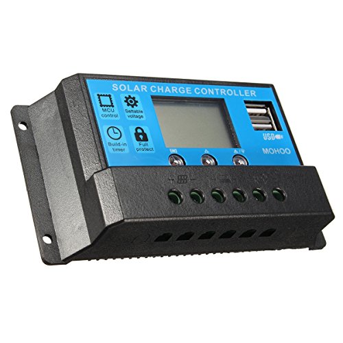 MOHOO 20A 12V-24V Solarladeregler Temperatur Kompensation Überladung Schutz LCD Display Solarladeregler Mit USB Geeignet für Haus, Industrie, Gewerbe, Boot, Auto usw.# - 2