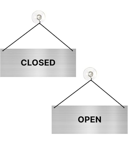 Cartello Aperto/Chiuso In Alluminio - Con Catenella E Ventosa, 175x65 Mm, Per Negozi O Uffici - Foto 8