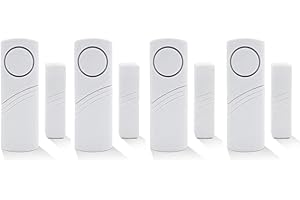 XEMZ Magnetic Door/Window Alarm Doorbell, Wireless Security sensor Burglar Alarm System Loud 90 dB, Shed Garage Vibration Entry Warnning Detector, for Office/School/Hote/Hom/Store Security (4)
