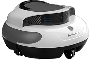 POOLPURE Poolroboter, 5000mah-Akku, 120min Leistungsstarke Reinigung, Kabelloser Poolsauger Akku, Automatisches Parken, LED-Anzeigen, IPX8 Wasserdicht, Ideal für Pools 90 m²