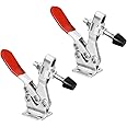 POWERTEC 2PK Toggle Clamp, 500 lbs Holding Capacity, 225D Quick Release Horizontal Clamps w/Antislip Rubber Pressure Tip for Woodworking Jigs and Fixtures, Welding, Drill Press, Crosscut Sled (20325)