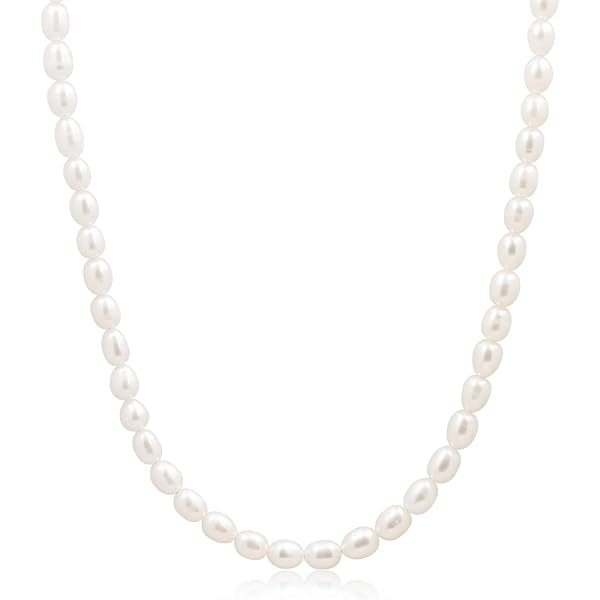Purelei Pearl Drop Collana Con Perle Acqua Dolce – Acciaio Inox Oro 18kt, Regolabile 35-40 Cm