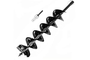 CNSTZX Erdbohrer Gartenbohrer mit Sicherungsbolzen & Adapter, Durchmesser 150mm, Länge 800mm, Erdbohrer für Pfahlbohrer Brunnenbohrer Aushubarbeiten, Stahl Erdlochbohrer Bohrschnecke Gartenspiralbohrer