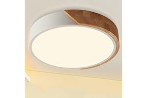 ‎NICEME NICEME Led Deckenlampe Holz 24W,Neutrales Licht 4500K Led Deckenleuchte,Led Lampen Deckenlampen Für Wohnzimmer Schlafzimmer Badezimmer Balkon Flur Keller Ø30Cm
