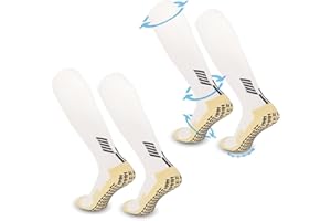 FIBOGOUP 2 Pairs of Grip Socks Football | Football socks for adults and kids | Universal size | Flexible breathable Sports Socks