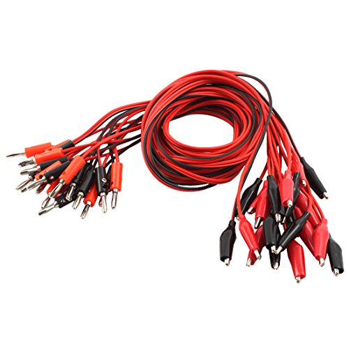 sourcingmap® 10 Paar 1M Länge Doppel Alligator Klipp zu Bananenstecker Videotestkabel