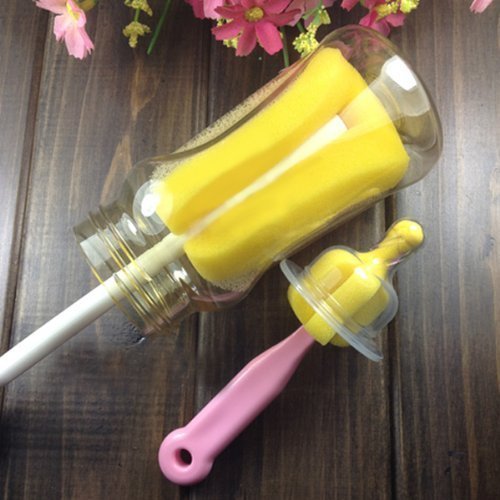 Just Life BPA Free Sponge Baby Bottle Brush and Nipple Cleaning Washing Brush Set