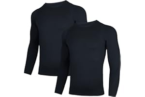 AMZSPORT 2 Pezzi Maglia Compressione Uomo Maglietta Termica Manica Lunga Maglie Sportiva Shirts Traspirante da Asciugatura Rapida Camicia Fitness Palestra