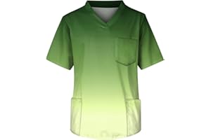 ZHENDEGL Kasack Herren Medizinische Arbeit Kurze äRmel T-Shirt Mode V-Ausschnitt Solide Farbe Farbverlauf Medizinische Berufsbekleidung Top Brusttasche Krankenschwester Top