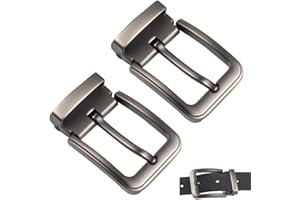 WADORN 2Pcs Reversible Rectangle Buckle, 38mm Men's Universal Jeans Belt Loop Ring Buckles, Gunmetal