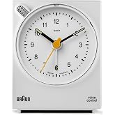 Braun Brown BNC004WHWH voice controlled alarm, classic design, white