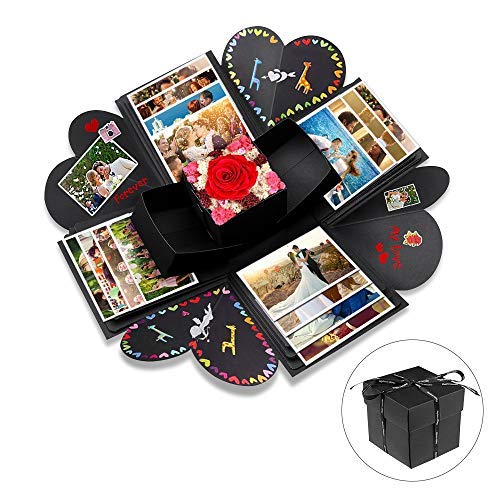opamoo Coffret Cadeau Surprise, Creative Surprise Explosion Boîte DIY Mémoire Album Photo Scrapbook Cadeau créatif pour Action de grâce, Noël, fête des mères, Anniversaire de Mariage (Noir)