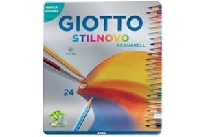 GIOTTO Stilnovo Acquarell - Scatola Di Metallo Da 24 Matite A Pastello Colorate Acquarellabili, 3.3 mm, Colori Intensi