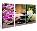 Produktbild Leinwandbild 3 Tlg.Wellness Feng Shui Blume Steine Leinwand Bild Bilder auf Keilrahmen Holz - fertig gerahmt 9O948, 3 tlg BxH:90x60cm (3Stk 30x 60cm)