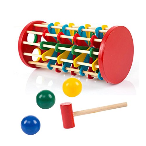 MagiDeal Hot Sale Infant Toy Educational Toy Wooden Multicolour Ball Ladder Toy Knock