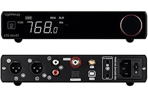 AOSHIDA TOPPING E70 VELVET AK4499EX Balanced DAC, XMOS XU316 DSD512 PCM768kHz DAC, Bluetooth5.1 LDAC, Entrée USB/BT/OPT Toslink/COAX Convertisseur D/A, Sortie RCA/XLR, HIFI Audio Preamp DACs (Noir)