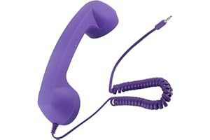 PLYISTY Combiné Téléphonique 3,5 Mm, Récepteur de Téléphone Portable Vintage, Microphone, Haut-Parleur, avec Adaptateur 3,5 Mm vers USB C, combiné Rétro pour Téléphone Portable (Purple)