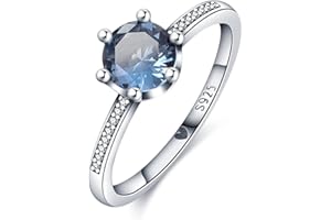 KUNSIR 925 anillos de plata de ley para mujeres Zirconia cúbde color anillos de declaración apilables para mujeres