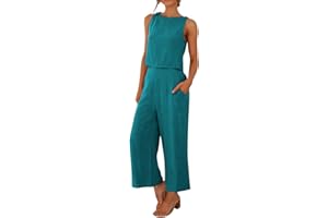 Gyaimxfu 2024 Conjunto Chandal Deportivo Mujer Verano Moda Algodón y Lino Suelto Pantalon y Blusa Fresco y Transpirable Vacaciones Ropa Para El Hogar Fiesta Oficina Negocios Vestir Playa