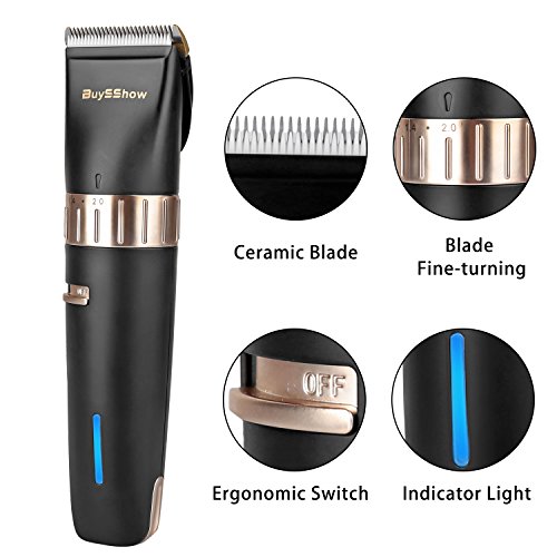 BuySShow Leise professional Haarschneider Set Wiederaufladbare Haarschneider Kit und Trimmer Haarrasierer 11 Anhänge, 8 Kämme, 2 Haircut Grooming Clipper, Friseurumhang, Werkzeuge für Familie - 2