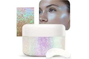 GOCBOBO Paillette Gel Pour le Corps, Paillettes Maquillage, Gel Paillettes Visage, Utiliser Pour Gel Auto-AdhéSif Paillettes Glitter Chunky pour Halloween, Carnaval, NoëL, FêTe