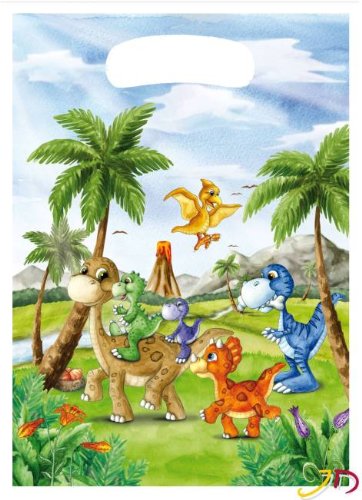 10 Partytüten * T-REX / DINOSAURIER * für Motto-Party und Geburtstag // Kindergeburtstag Feier Fete Set Dinosaur Dino Saurier Geschenktüten Mitgebsel Mottoparty Kinder Loot Treat Bag